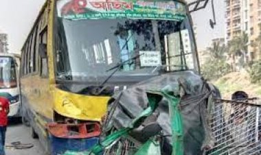 বনশ্রীতে অটোরিকশাকে বাসের ধাক্কায় চালকসহ নিহত ২