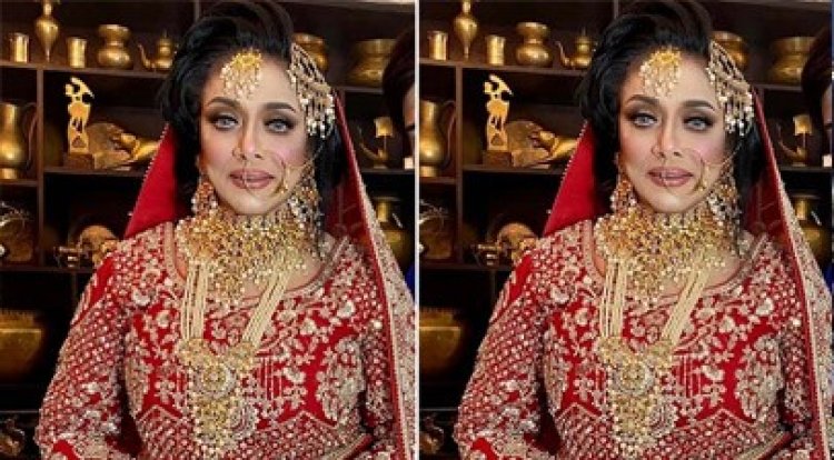 লাল রঙের লেহেঙ্গায় বধূবেশে ক্যামেরাবন্দি নায়িকা রোজিনা