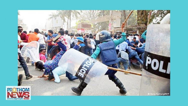 শাবিপ্রবির পরিস্থিতি নিয়ে ছাত্রদলের প্রতিকী অনশন পুলিশের লাঠিচার্জে পন্ড