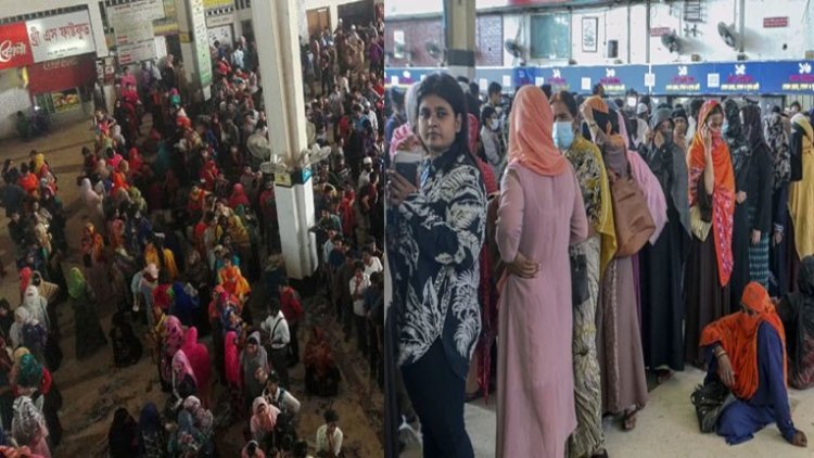 টিকিটের লাইনে ভোগান্তিতে নারীরা, কাউন্টার বাড়ানোর দাবি
