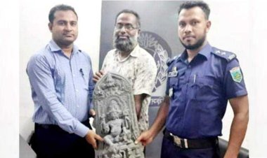 পুকুর খননকালে সিংড়ায় ৬০ কেজি ওজনের প্রাচীন মূর্তি উদ্ধার