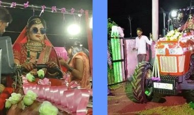 ট্রাক্টর চালিয়ে বরের বাড়ি গেলেন কনে