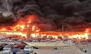 দিল্লিতে কার পার্কিং লটে ভয়াবহ আগুন