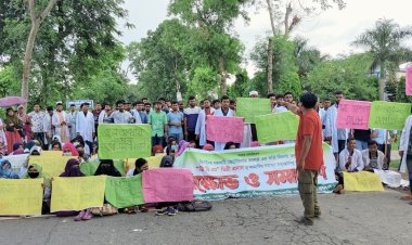 ঝিনাইদহে সড়ক অবরোধ করে ভেটেরিনারি কলেজের শিক্ষার্থীদের বিক্ষোভ