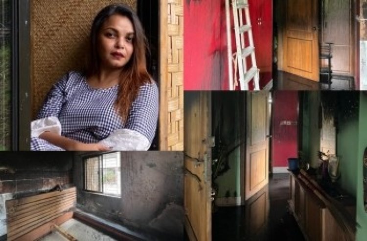 বিস্ফোরণে শাওনের বাসায় ভয়াবহ আগুন