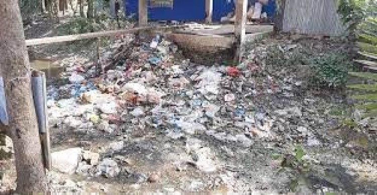 আবর্জনায় ভরাট হচ্ছে বামনসুন্দর খাল