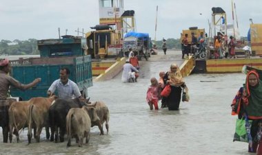বরগুনায় বিপৎসীমার ওপরে তিন নদীর পানি, তলিয়ে গেছে দুই ফেরিঘাট