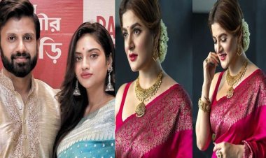 নিখিলের শাড়িতে সাজলেন নুসরাতের ‘বান্ধবী’ শ্রাবন্তী