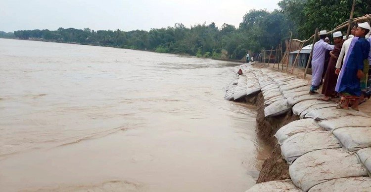 মধুমতির ভাঙনে বিলীন অস্থায়ী রক্ষা বাঁধ, হুমকিতে আশ্রয়ণ প্রকল্প