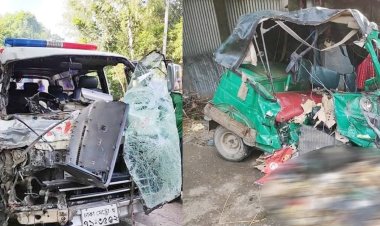 অ্যাম্বুলেন্স-অটোরিকশা সংঘর্ষ, সড়কে ঝরল মিটার রিডারের প্রাণ