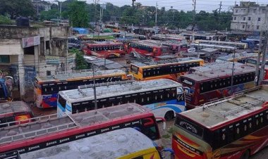 ফরিদপুরে পরিবহন ধর্মঘট চলছে