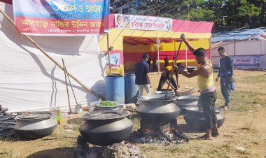 সিলেটে সমাবেশের মাঠেই চলছে রান্না-খাওয়া