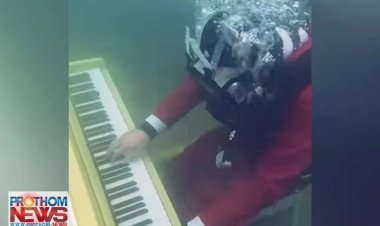 পিয়ানো নিয়ে ঝাপ দিলেন সমুদ্রের গভীরে, সমুদ্রের নীচে সুরের জাল বুনলেন যুবক