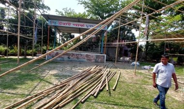 যুবদলের ময়মনসিংহ বিভাগীয় প্রতিনিধি সভার মঞ্চ তৈরীতে প্রশাসনের বাধা