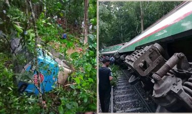লাউয়াছড়ায় উদয়ন এক্সপ্রেসের বগি লাইনচ্যুত, রেল যোগাযোগ বন্ধ