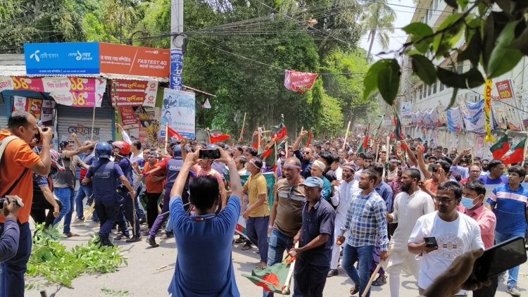 রাজবাড়ীতে বিএনপির সমাবেশ যুবলীগ-ছাত্রলীগের হামলায় আহত ১৫