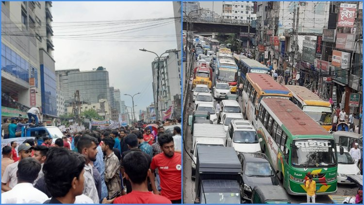 সড়ক বন্ধ করে মধ্য বাড্ডায় আ. লীগের সমাবেশ