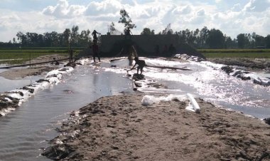 তড়িঘড়ি করে কৃষিজমির বালু তুলে সেই সেতুর সংযোগ সড়ক নির্মাণ
