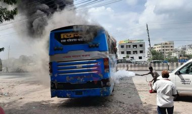 মাতুয়াইলে তিশা পরিবহনের বাসে আগুন