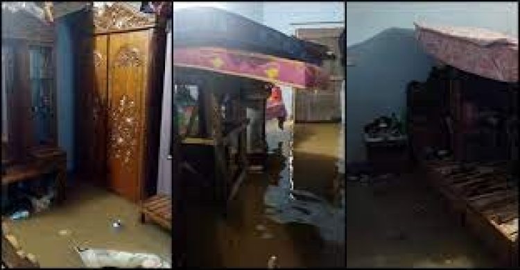 টানা বৃষ্টিতে সিলেটে জলাবদ্ধতা, বাসাবাড়িতে ঢুকে পড়েছে পানি