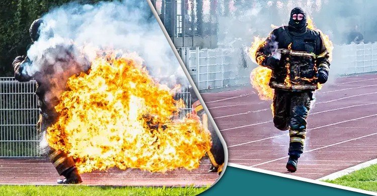 শরীরে আগুন নিয়ে ১০০ মিটার দৌড়
