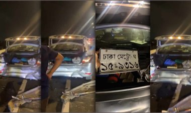 এলিভেটেড এক্সপ্রেসওয়েতে দুর্ঘটনা, দুমড়ে-মুচড়ে গেলো গাড়ি