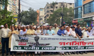 অবিলম্বে তত্ত্বাবধায়ক সরকার বিল সংসদে পাস করতে হবে: ১২ দলীয় জোটের গণমিছিলে বক্তারা