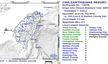তাইওয়ানে ৬ দশমিক ২ মাত্রার ভূমিকম্প