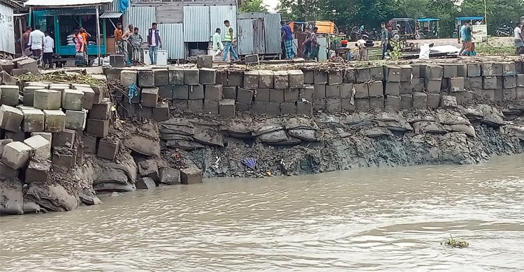 মেঘনায় বাঁধের ব্লক ধসে শিশুসহ নিহত ২