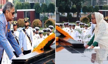 সশস্ত্র বাহিনী দিবসে শিখা অনির্বাণে প্রেসিডেন্ট ও প্রধানমন্ত্রীর শ্রদ্ধা