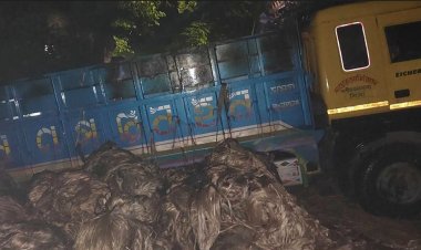 রাজবাড়ীতে পাটবোঝাই চলন্ত ট্রাকে আগুন 