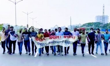  অবরোধ সমর্থনে খিলক্ষেতে ছাত্রদল নেতাদের বিক্ষোভ মিছিল