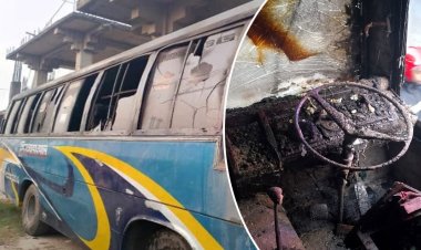 গাজীপুরে বাসে আগুন