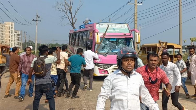 সিলেট-সুনামগঞ্জ মহাসড়কে যানবাহন ভাঙচুর