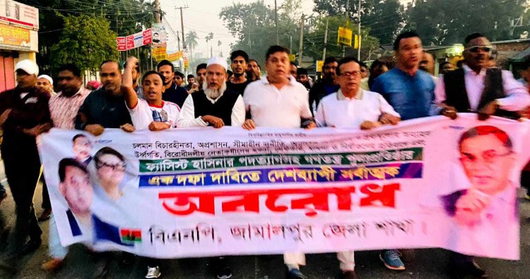 জামালপুরে অবরোধের সমর্থনে জেলা বিএনপির বিক্ষোভ মিছিল