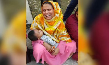 স্বামীর লাশ নিতে মেয়েকে নিয়ে  মর্গে সাজনা