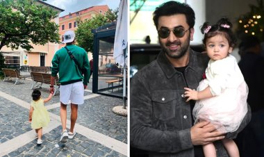 রণবীরের হাত ধরে হাঁটছে মেয়ে রাহা