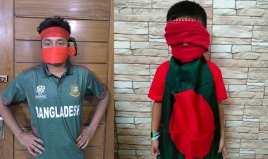 চোখে-মুখে লাল কাপড় বেঁধে কর্মসূচি পালন কোটা আন্দোলনকারীদের