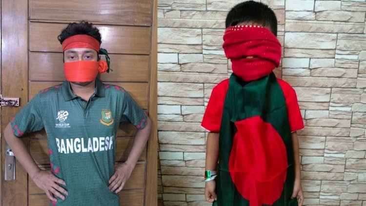 চোখে-মুখে লাল কাপড় বেঁধে কর্মসূচি পালন কোটা আন্দোলনকারীদের