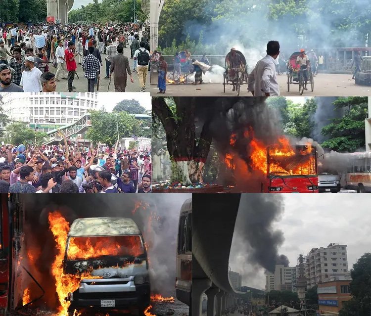 রাজপথে আন্দোলনকারীরা, শাহবাগ, প্রেস ক্লাব, মিরপুর, দনিয়ায় সংঘর্ষ, ভাঙচুর, মুন্সিগঞ্জে নিহত ২