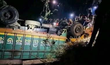 কয়লাভর্তি ট্রাক খাদে পড়ে প্রাণ গেলো চালকের