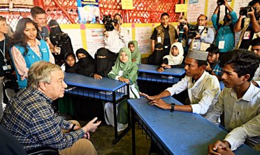 রোহিঙ্গা শিক্ষার্থীদের সাথে কথা বললেন জাতিসংঘ মহাসচিব