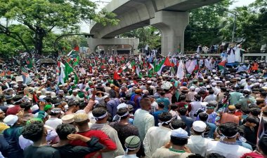 নিপীড়িত বিশ্ব মুসলিমের পক্ষে সংহতি: প্রেসক্লাব এলাকায় প্রায় অর্ধলাখ মানুষের জমায়েত