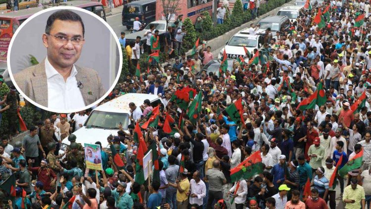 খালেদা জিয়াকে অভ্যর্থনা জানাতে আসা নেতাকর্মীদের ধন্যবাদ জানালেন তারেক রহমান